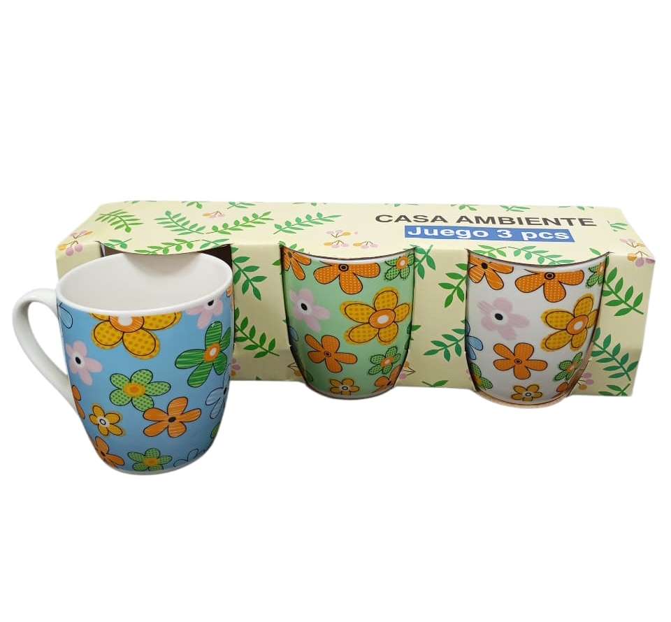 Pozuelo 7 oz con flores, juego de 3 surtido