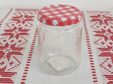 TARRO VIDRIO C/TAPA ROJA/BLANC