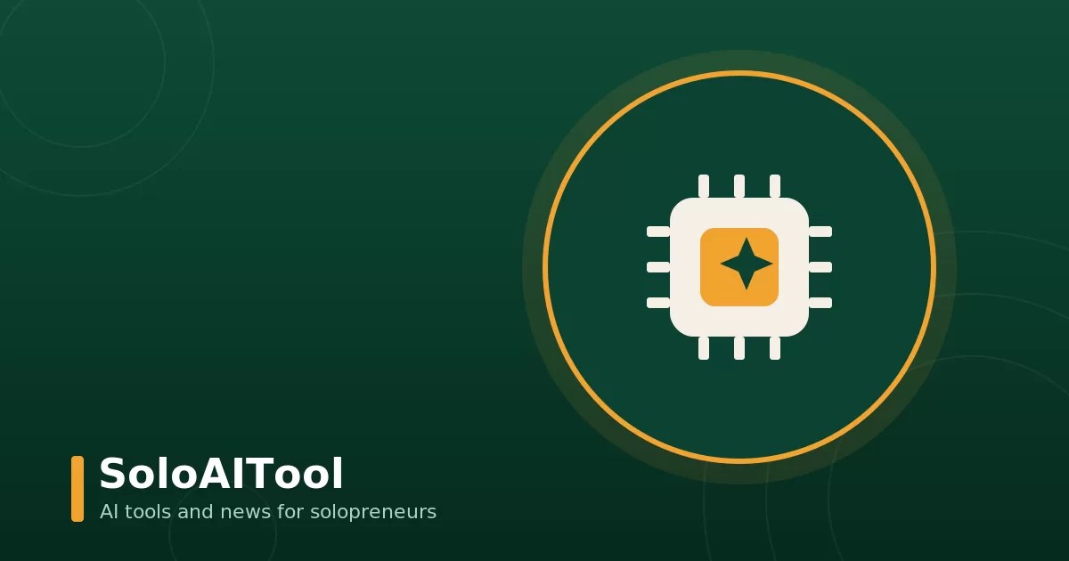 Flat geometric illustration of a processor chip with a glowing spark inside a circular badge, on a dark green SoloAITool background, representing smarter AI model upgrades.