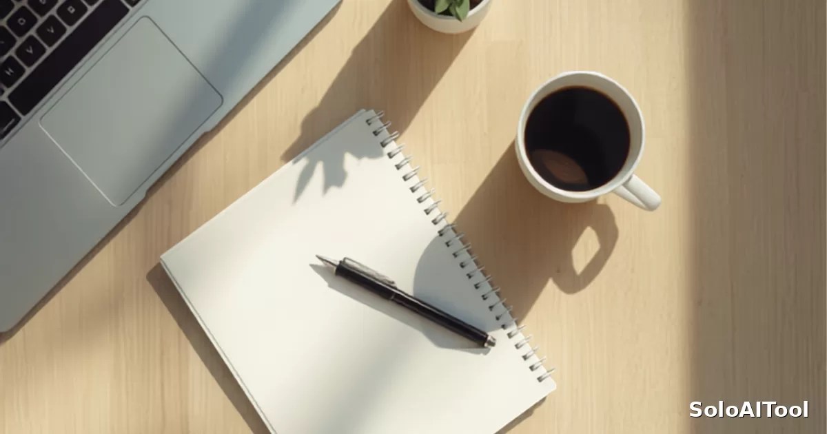 A bright home office desk with a laptop, notebook, and a cup of coffee by a sunlit window