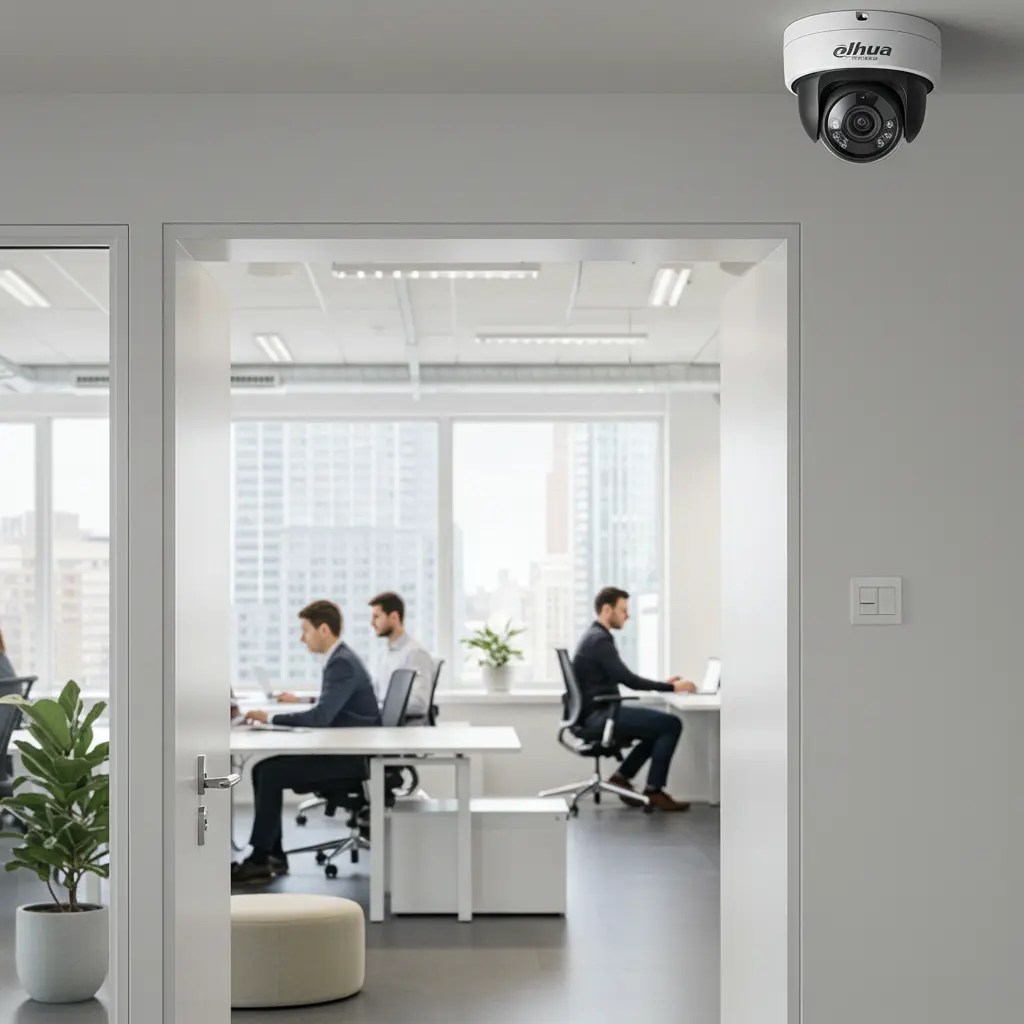 Dahua CCTV Installed in the office and three emplyees are working