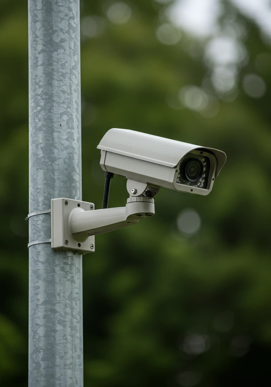 Camera fixed on the poll