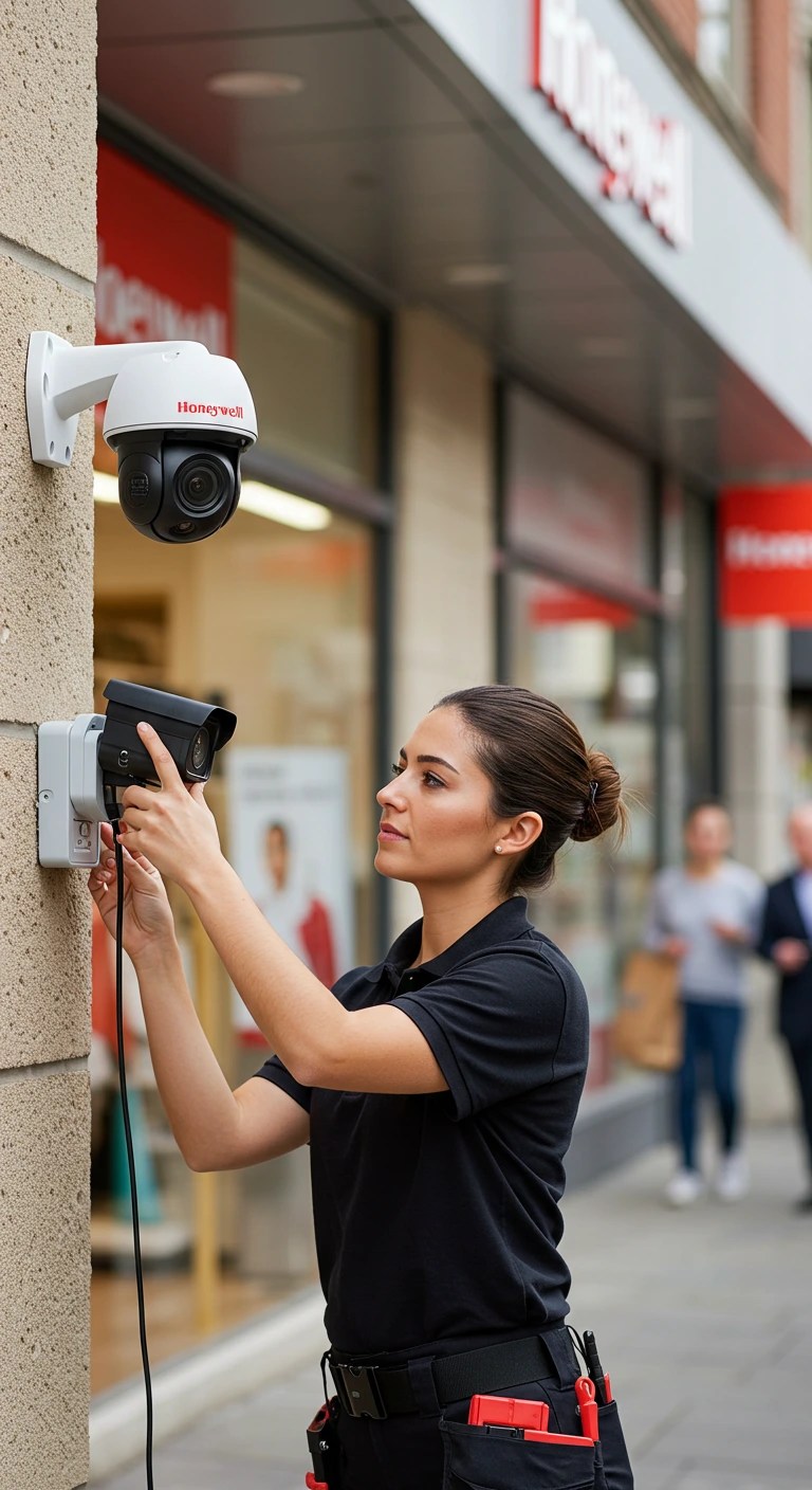 Engineer is working on CCTV Camera