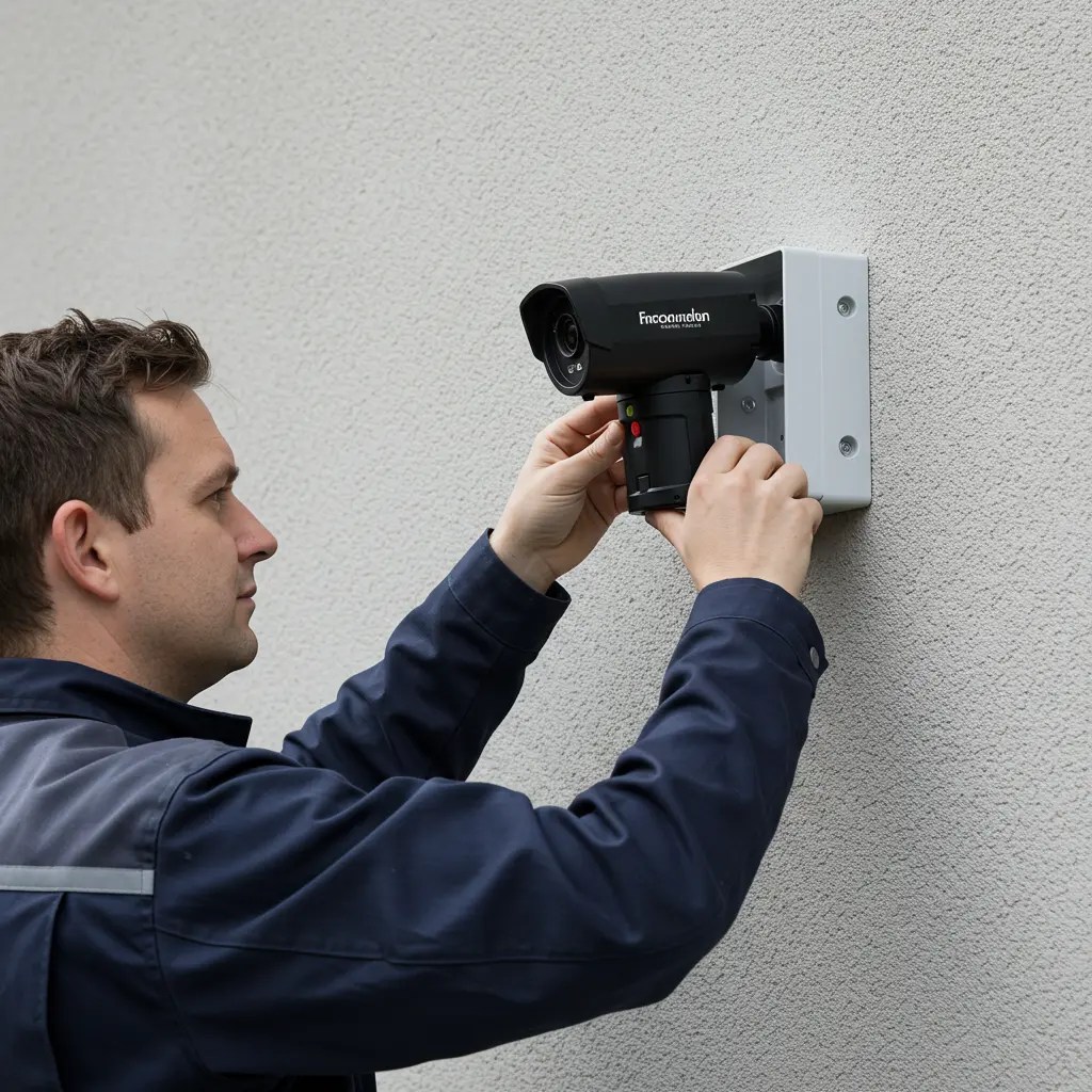 Technician is working on the camera