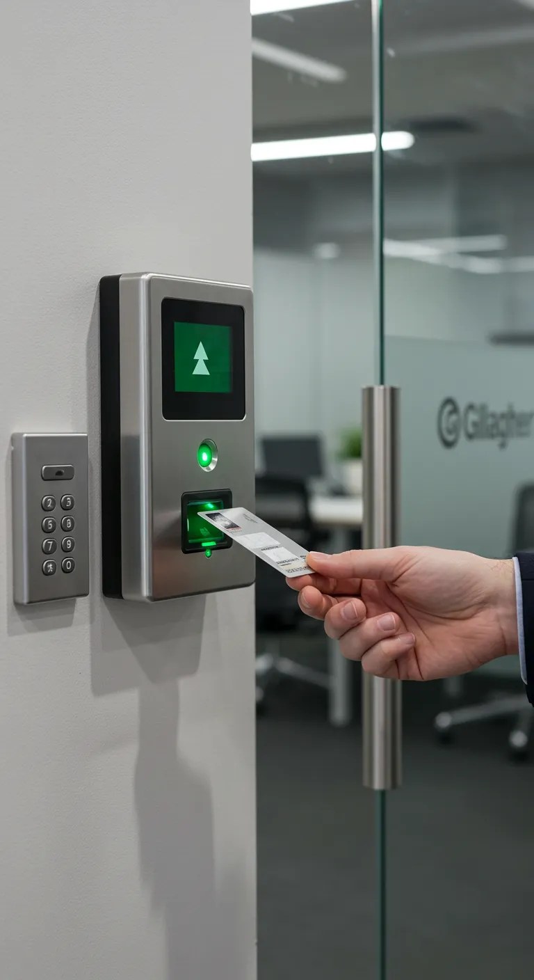 A person is using Gallagher Access Control