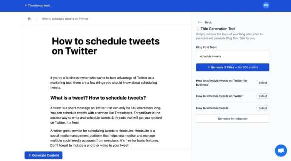 Effortlessly create an article title from a simple keyword.
