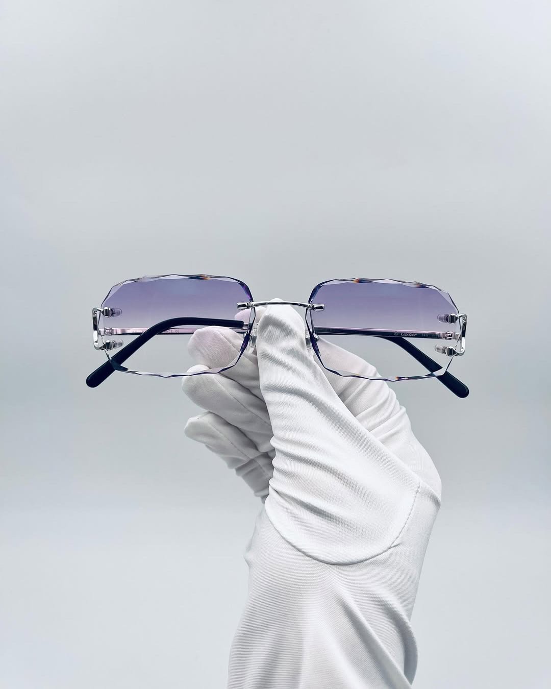 Diamond Cut Rimless Amethyst Platinum