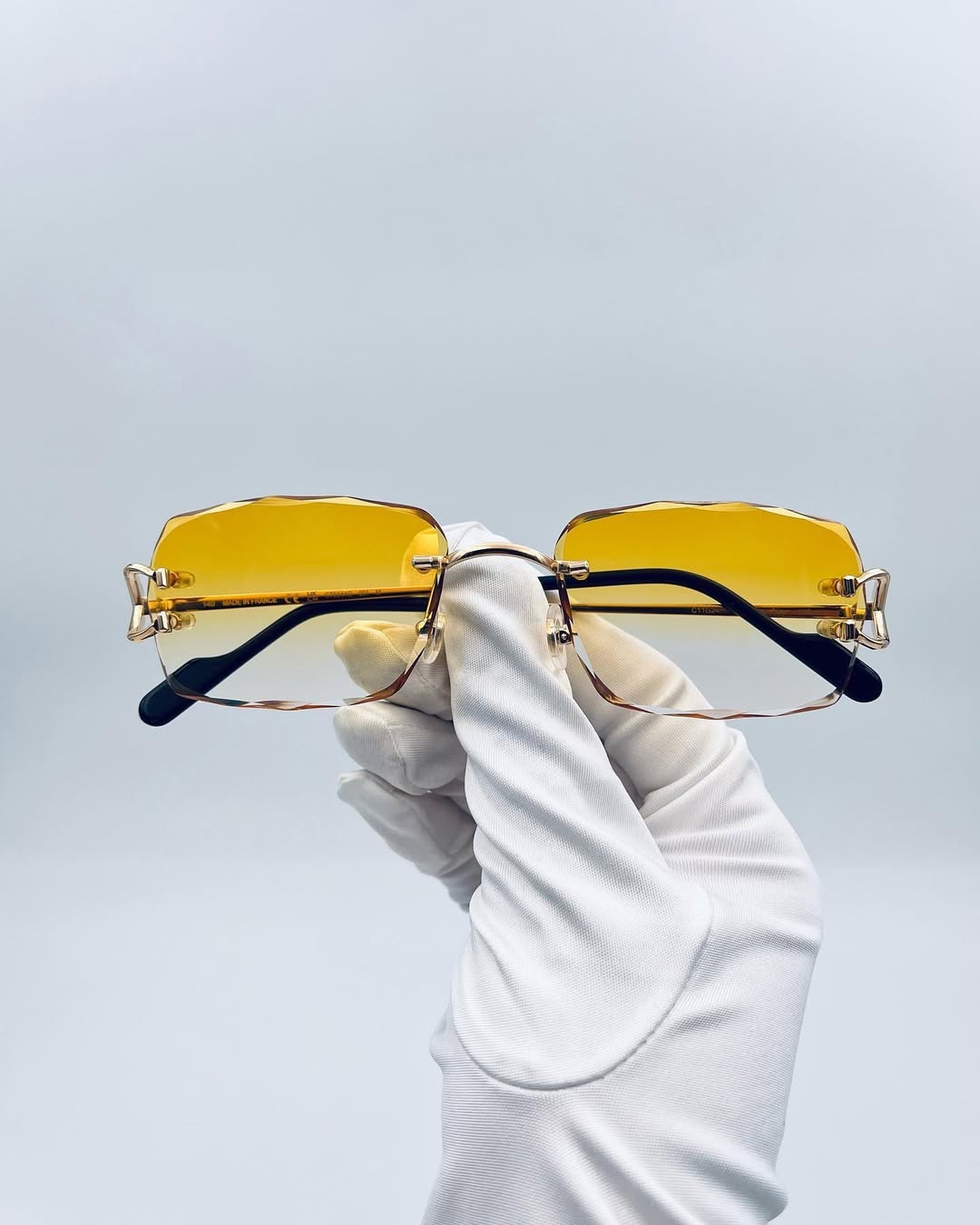 Diamond Cut Rimless Amber Gold