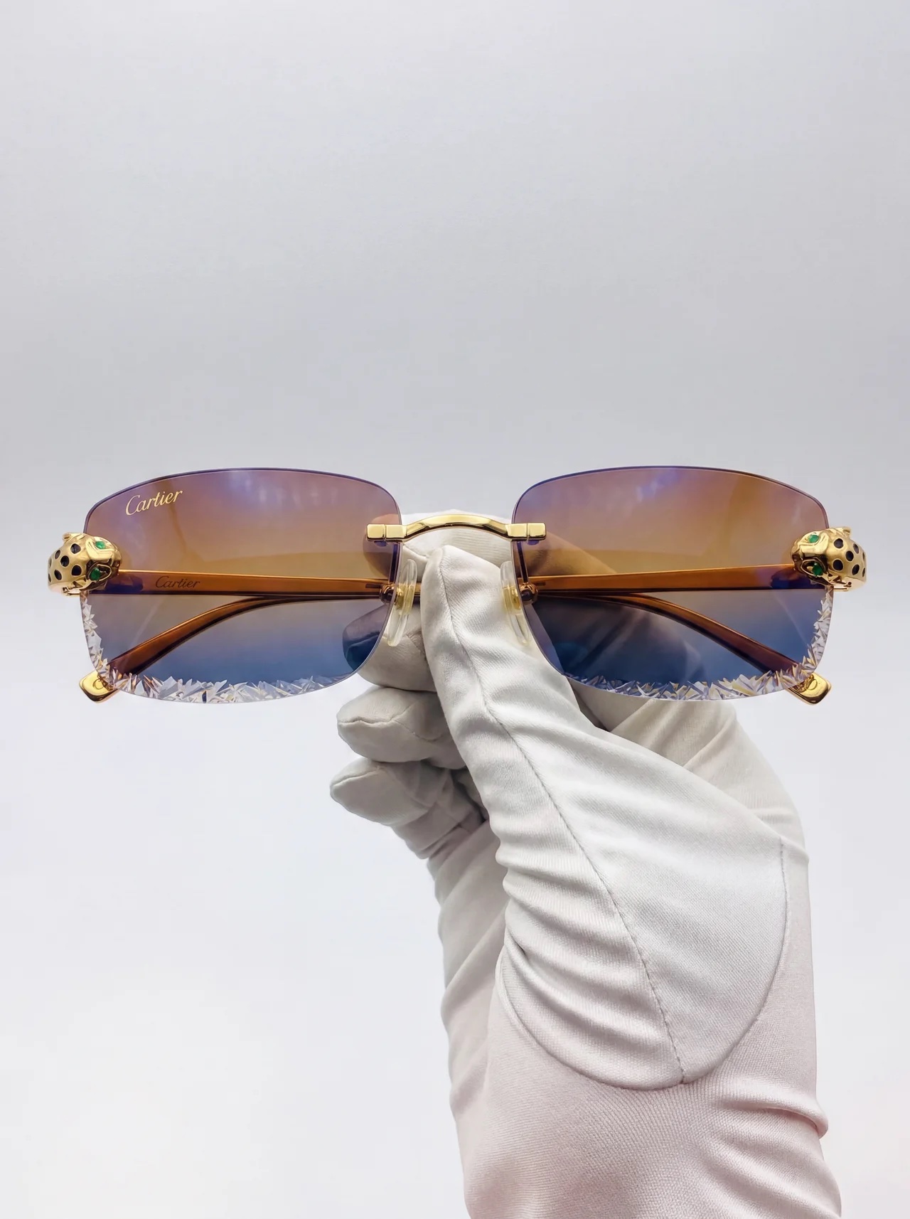 Diamond Cut Rimless Ocean Sunset Gold