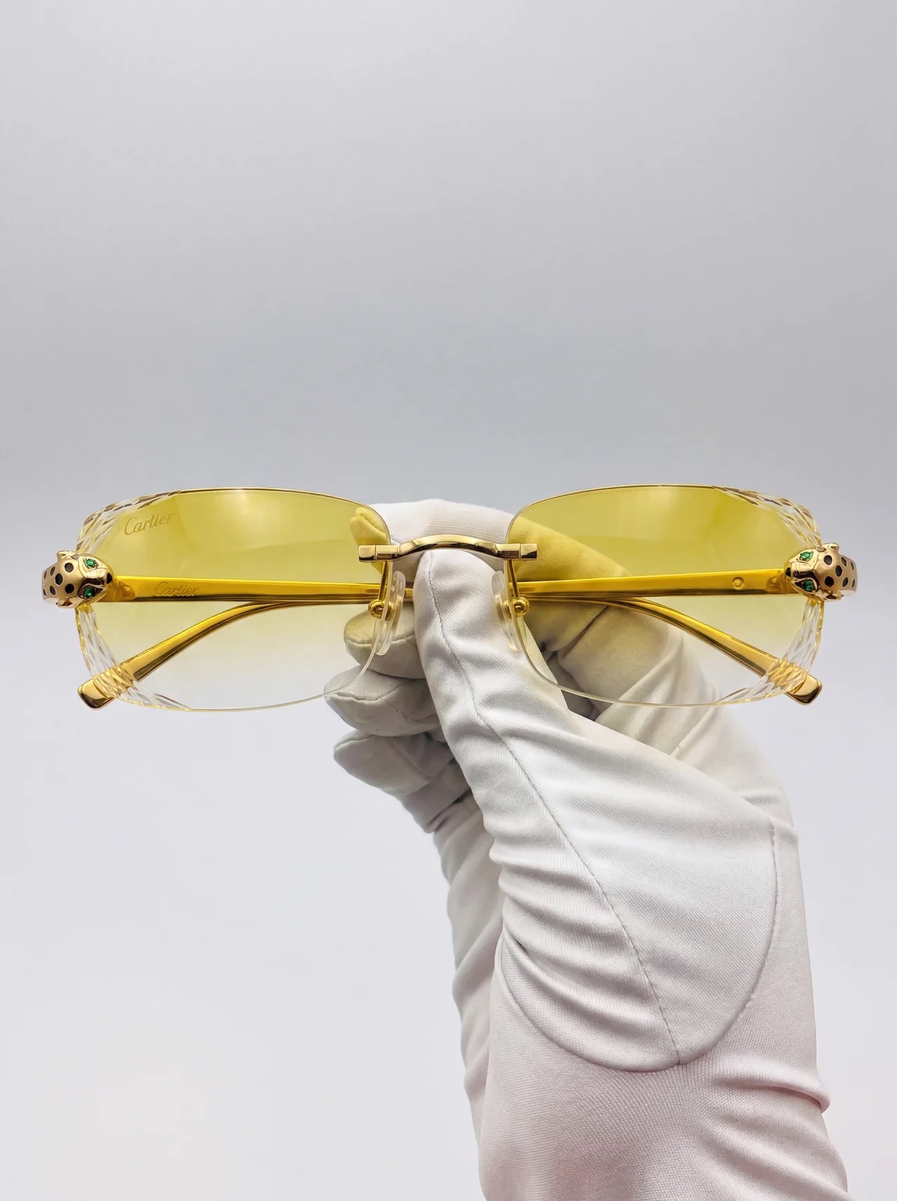 Diamond Cut Rimless Solar Crystal Gold