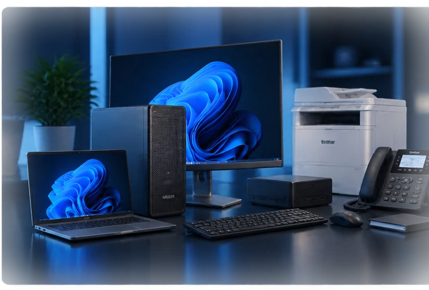 Laptop, komputer stacjonarny, monitor, drukarka i wyposażenie IT dla firm
