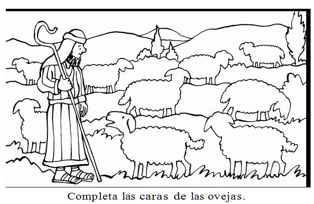 Pastor Y Ovejas Para Colorear Pastor Y Oveja Dibujo De Un Pastor Con