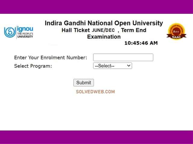 IGNOU HALL TICKET ADMIT CARD