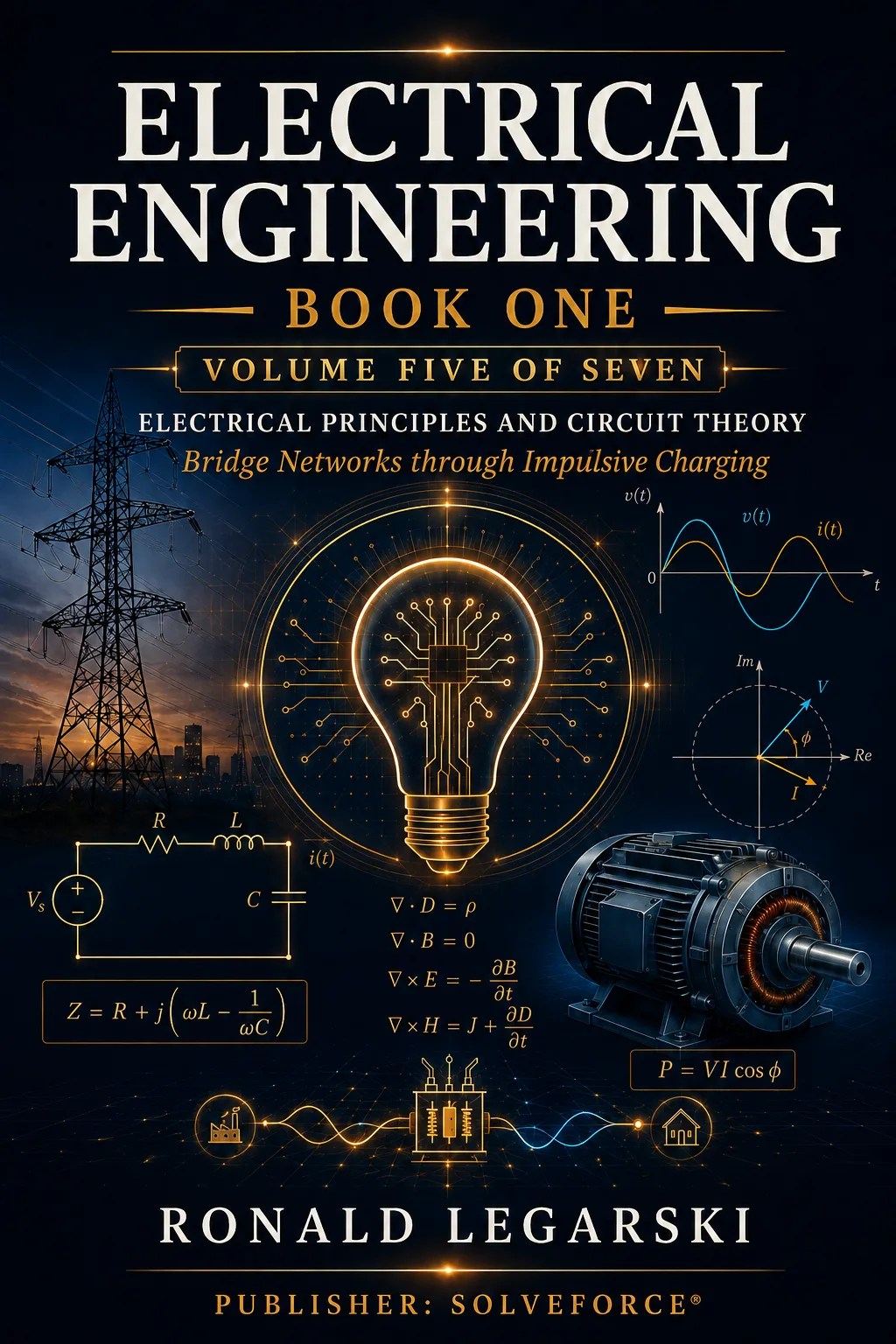 Cover of Electrical Engineering — Book 1 — Electrical Principles and Circuit Theory — Volume 5 of 7, by Ronald Legarski, published by SOLVEFORCE®