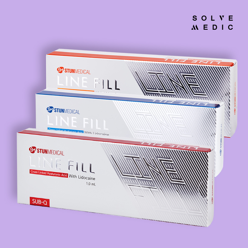 LINE FILL Dermal Fillers An optimal combination of viscosity and elasticity. LINE FILL Fillers for correction of aesthetic defects on the face and body: Line Fill Sub Q, Deep, Fine, which are made of a non-animal origin stabilised hyaluronic acid. With a wide range of fillers, LINE FILL aim is to satisfy the needs of patients and practitioners. LINE FILL is an ideal solution for most common procedures of wrinkle elimination and correction of aesthetic defects. Results last for 9-18 months, depending on the type of filler, nature of the procedure, and the patient's physical characteristics. MCO™ Technology allows LINE FILL fillers to have a constant and soft injection force while maintaining consistent particle shapes and stable viscoelasticity. The cross-linked hyaluronic acid chain has high viscoelasticity and a low decomposition rate in vivo, marking it suitable for use in fillers.