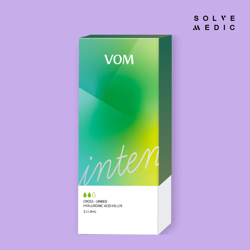 VOM Intensive is a premium dermal filler based on cross-linked hyaluronic acid, designed to restore volume, smooth deep wrinkles, and sculpt facial contours with natural, long-lasting results. Formulated with advanced HA technology, VOM Intensive delivers optimal viscoelasticity, allowing smooth injection and even distribution for refined aesthetic outcomes. It is ideal for deep dermal implantation, offering structural support and enhanced lifting capacity, particularly in areas such as the cheeks, nasolabial folds, jawline, and chin. :: SolveMedic