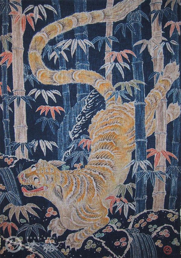 藍染筒描『猛虎』