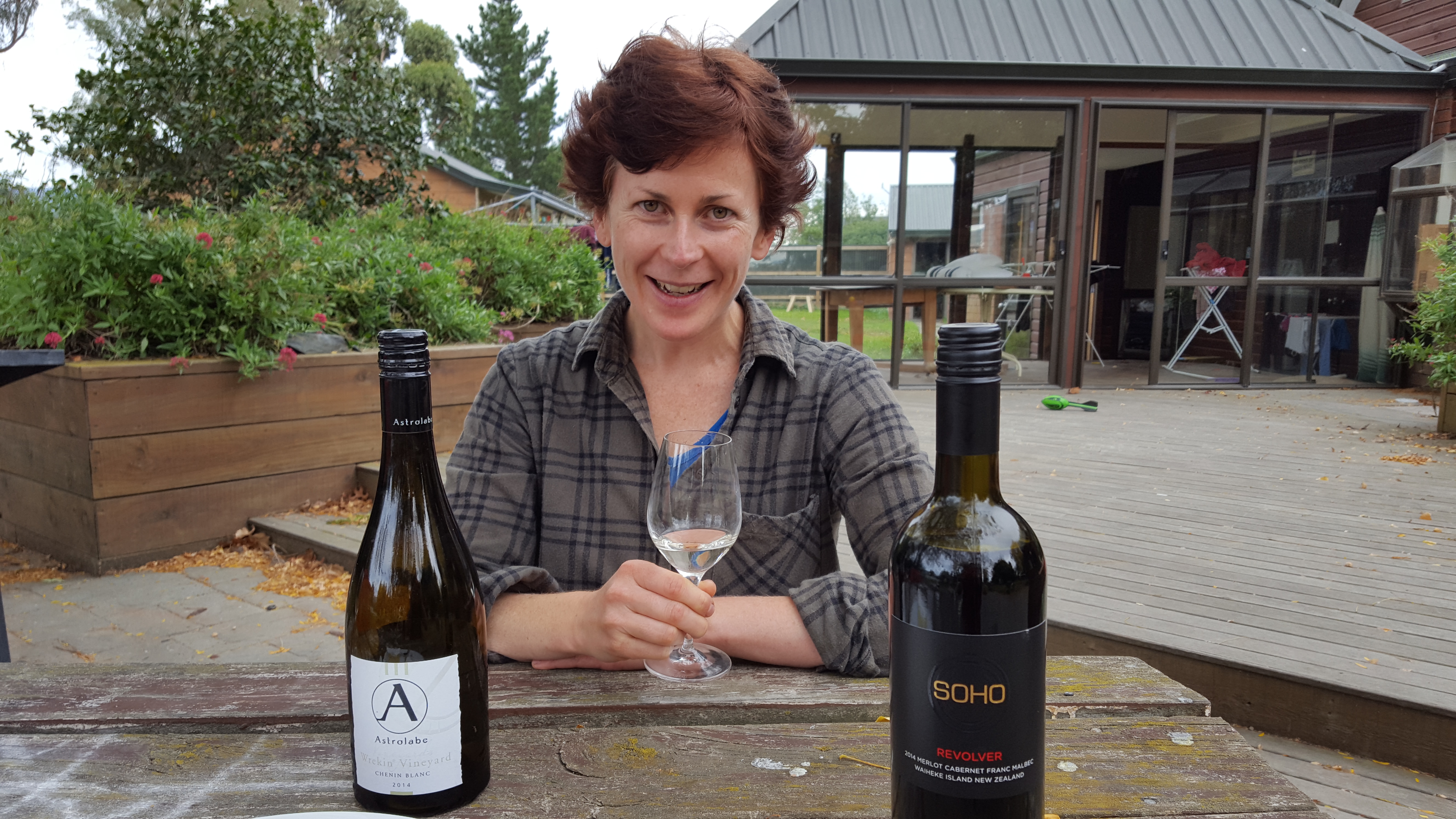 One very happy camper with Chenin Blanc and Waiheke red delights