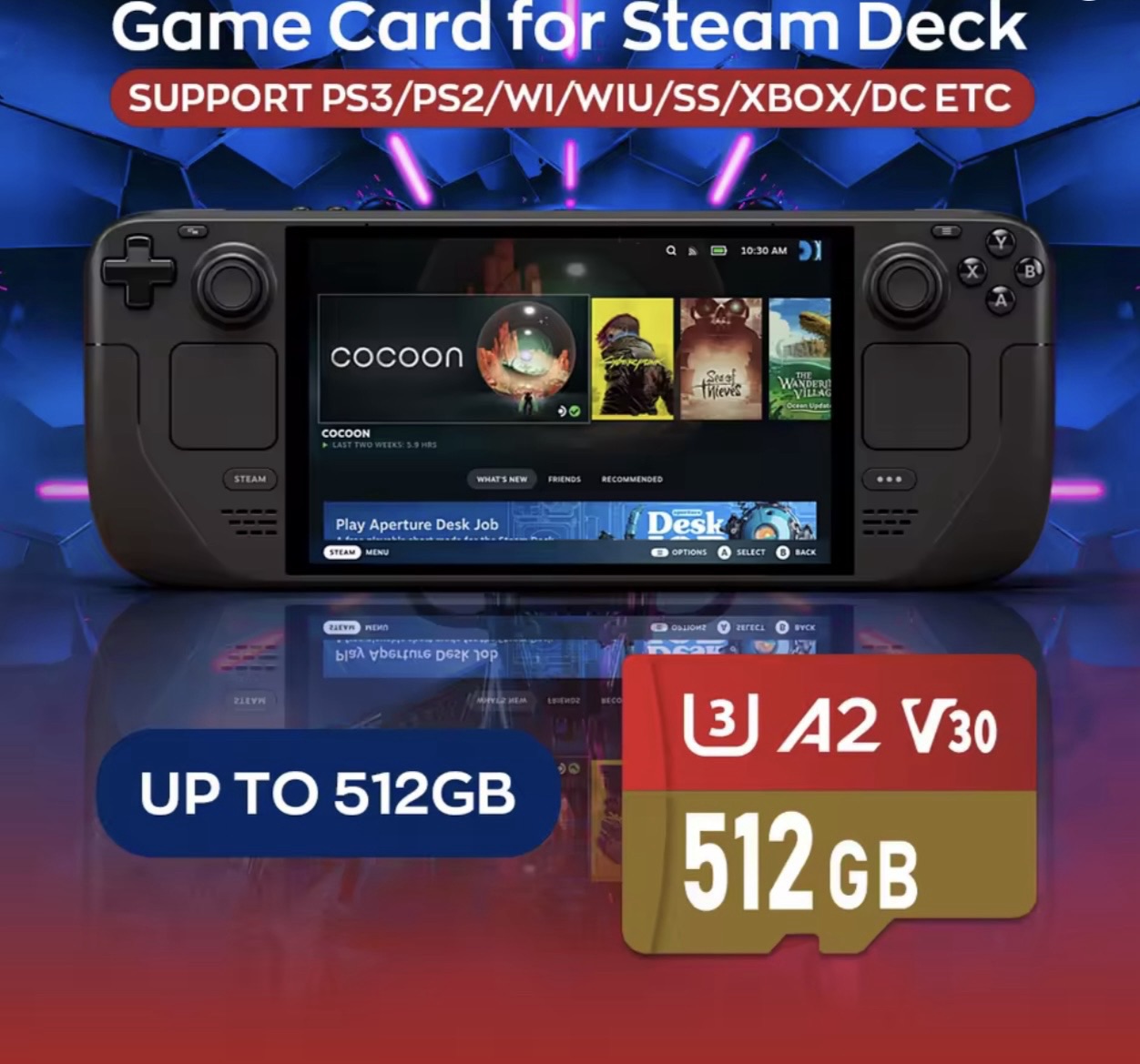 PEAPRIT 512GB SD card for LINUX (STEAMDECK) & 500GB HDD for
