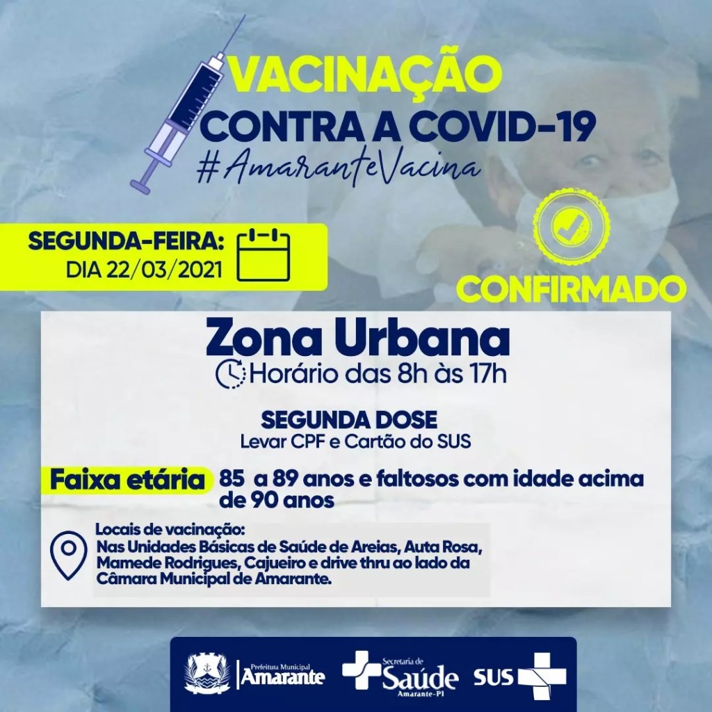 Nesta segunda-feira, Amarante continua vacinação de idosos na cidade e na zona rural 1 WhatsApp Image 2021 03 21 at 18.08.07 Nesta segunda-feira, Amarante continua vacinação de idosos na cidade e na zona rural