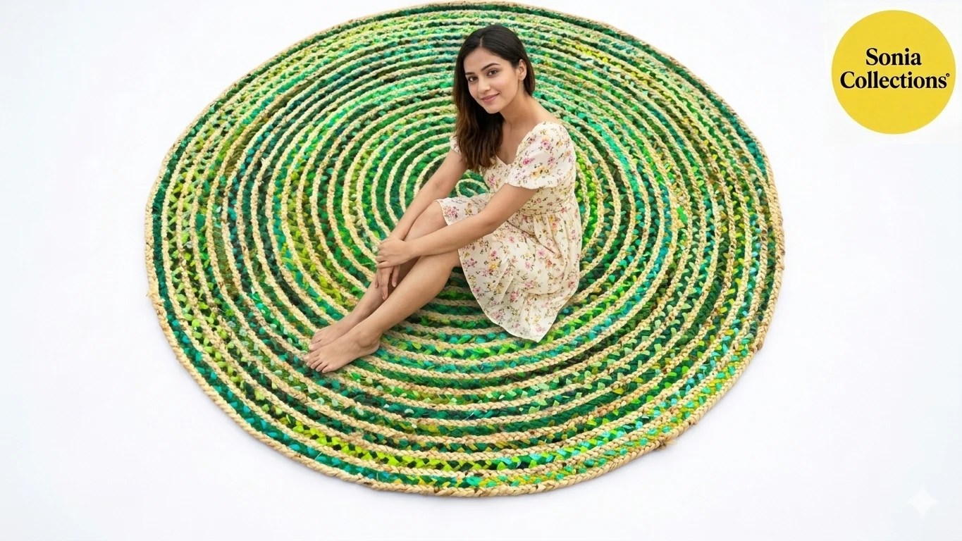 Handmade Multicolor Jute Rug – Eco‑Friendly & Export Ready | Sonia Collections™