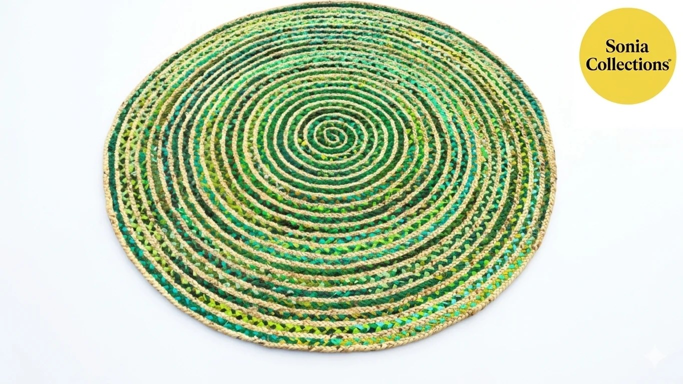 Handmade Multicolor Jute Rug – Eco‑Friendly & Export Ready | Sonia Collections™