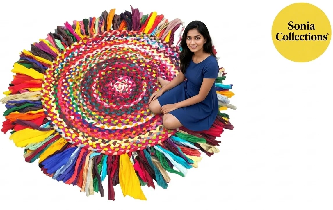 Handmade Cotton Chindi Rug – Reversible, Colorful & Eco-Friendly | Sonia Collections™