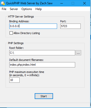 quickphpdefaultsettings