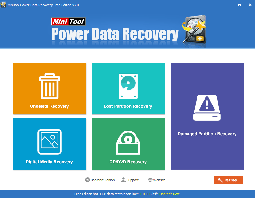 opening screen of power data recovery software