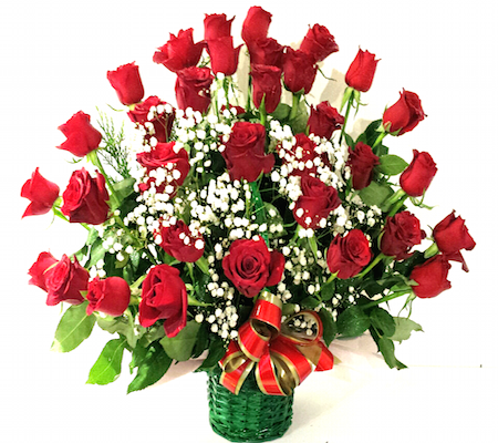 Valentines Day Red Roses Basket
