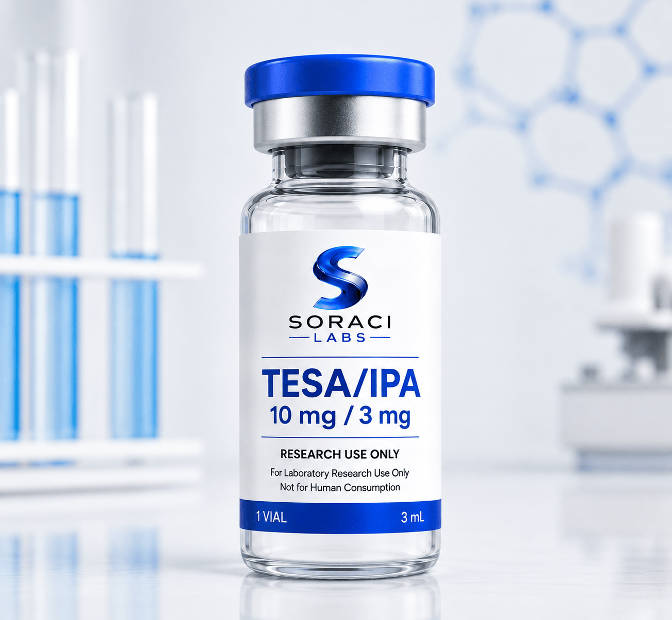Tesamorelin Ipamorelin 10mg vial - Soraci Labs research peptide