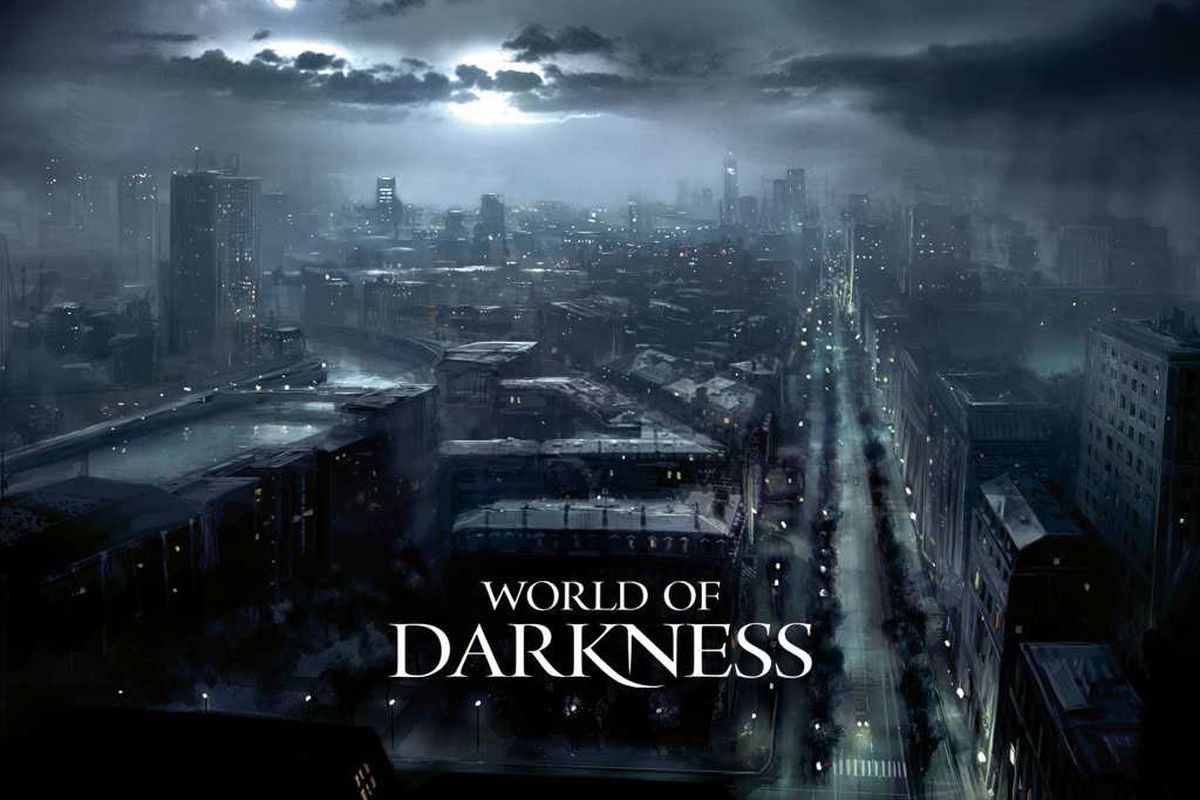 A dark urban landscape with the title "World of Darkness". This is Gothic Punk.