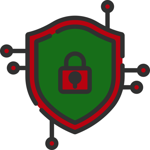 Icon: pad lock symbol laid over shield symbol