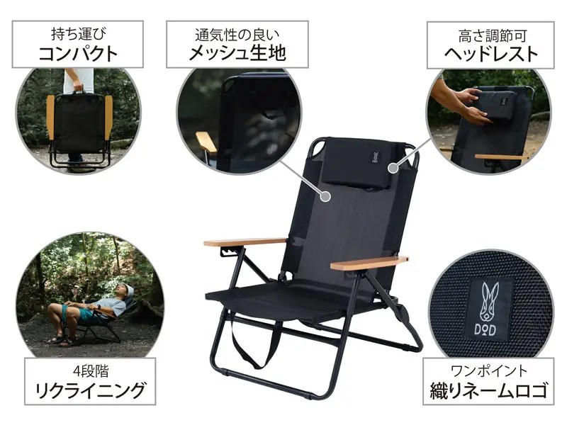 DOD キャンパーノトトノイス キャンプ ローチェア キャンパーノ・トトノイス C1-019-BK - DOD（ディーオーディー
