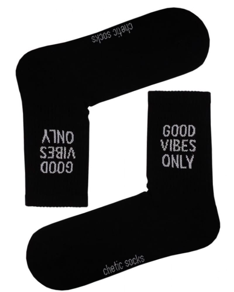 Κάλτσες Good Vibes Only μαύρο unisex 78% βαμβάκι