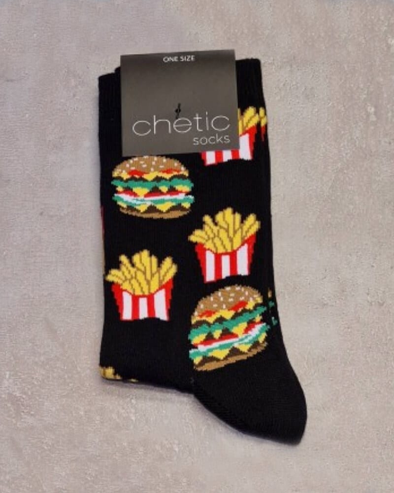 Κάλτσες με σχέδιο Hamburger+amp;Patatoes unisex 78% βαμβάκι