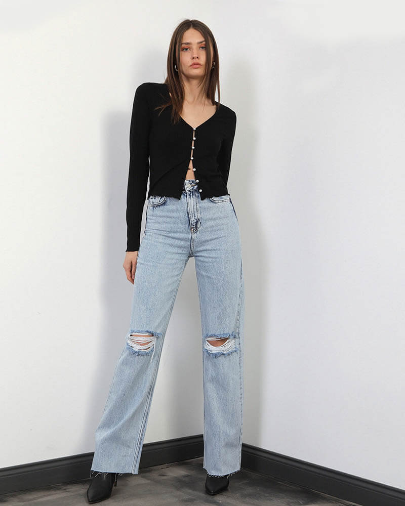 Γυναικείο 90 s denim παντελόνι 100% βαμβακέρο