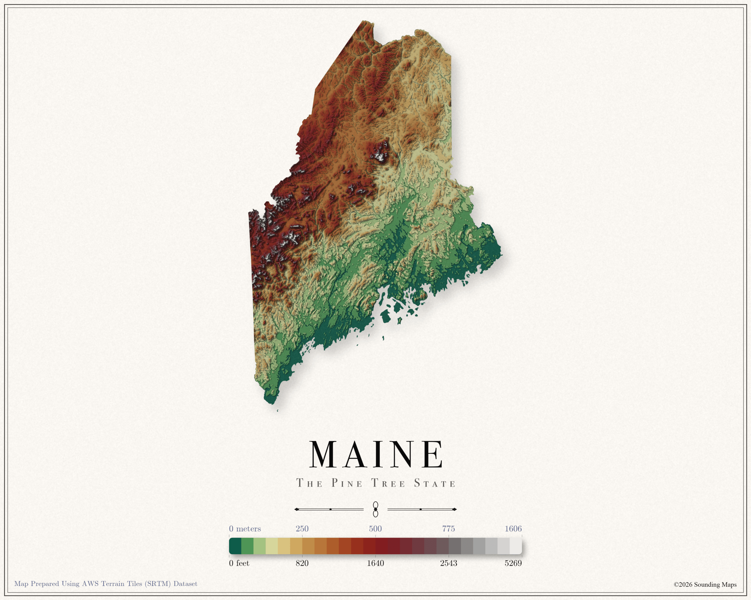 Elevation Indiana Topographic Map Maine Elevation Map 1 Scaled 