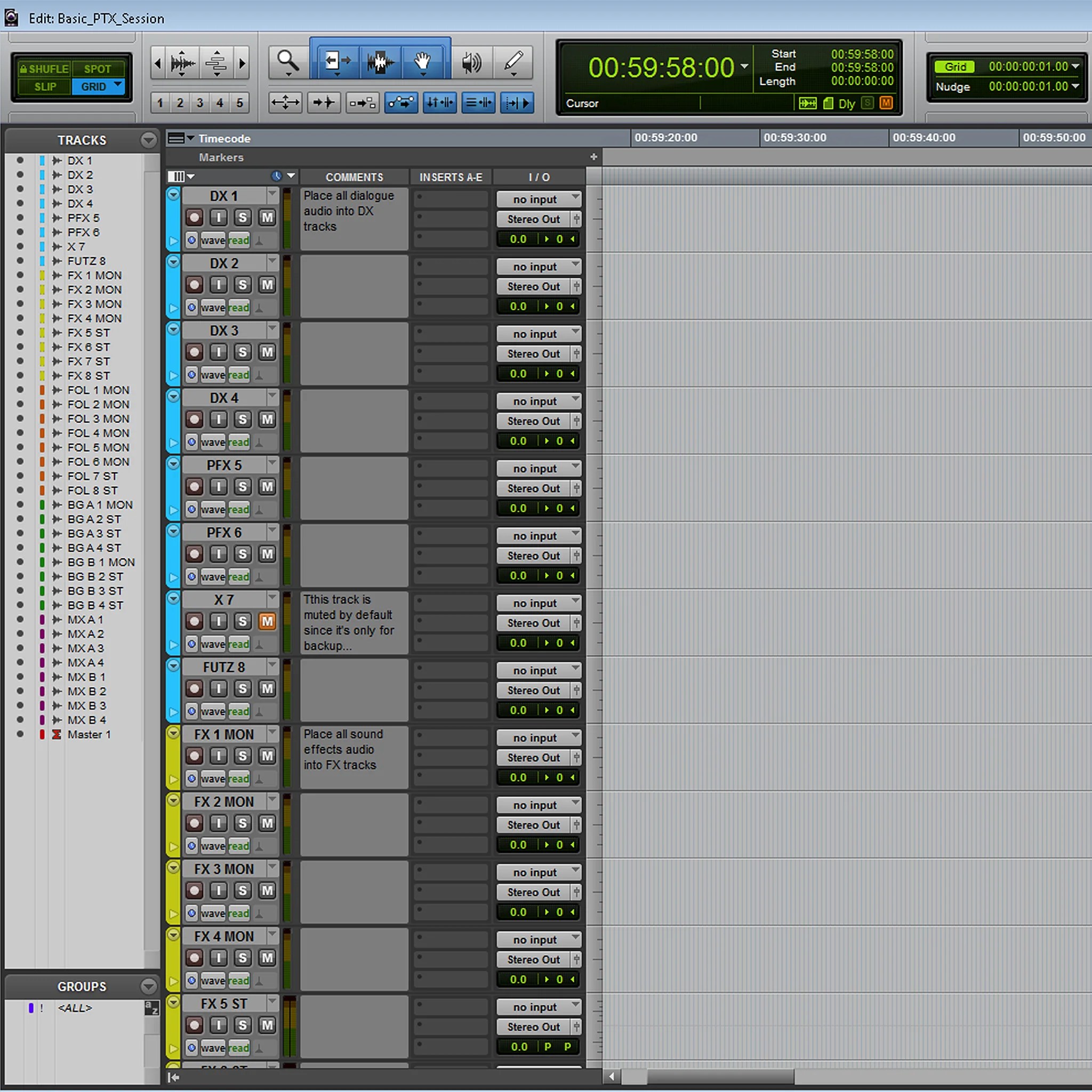 Basic Pro Tools Film Editorial Template Sound Tutorials Store