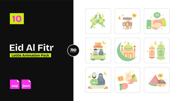 Videohive – Eid Al Fitr Icons Pack | After Effects & Lottie Animation