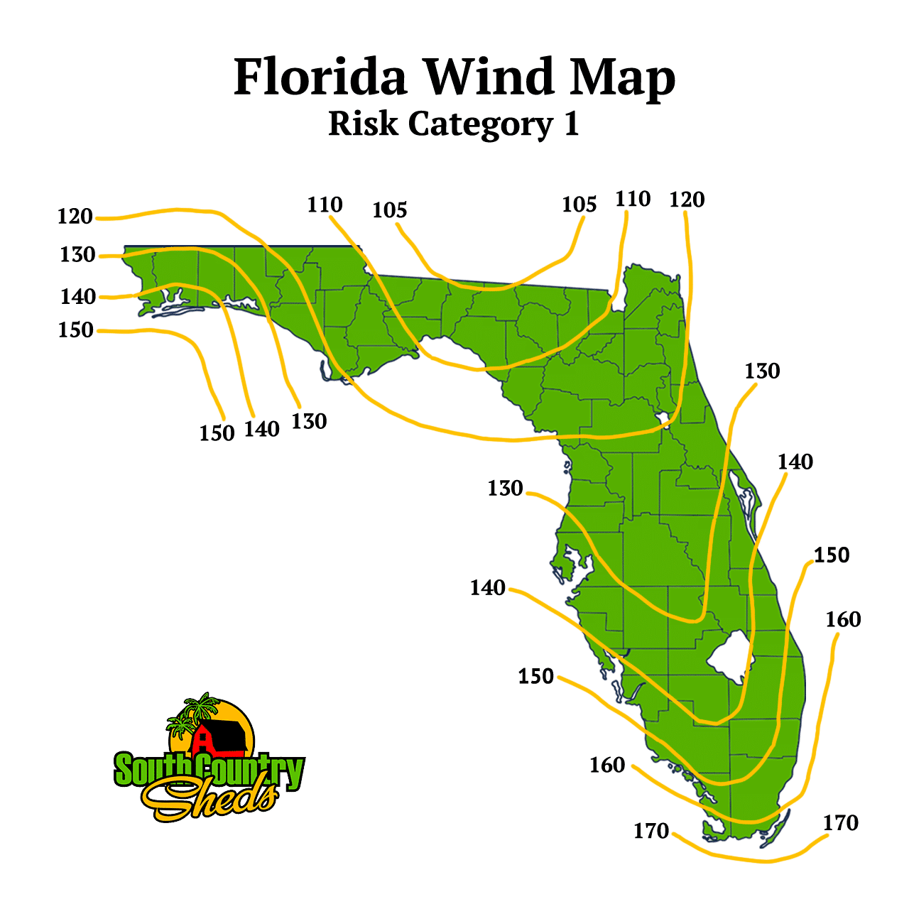Florida Wind Zones South Country Sheds FL Map Risk.
