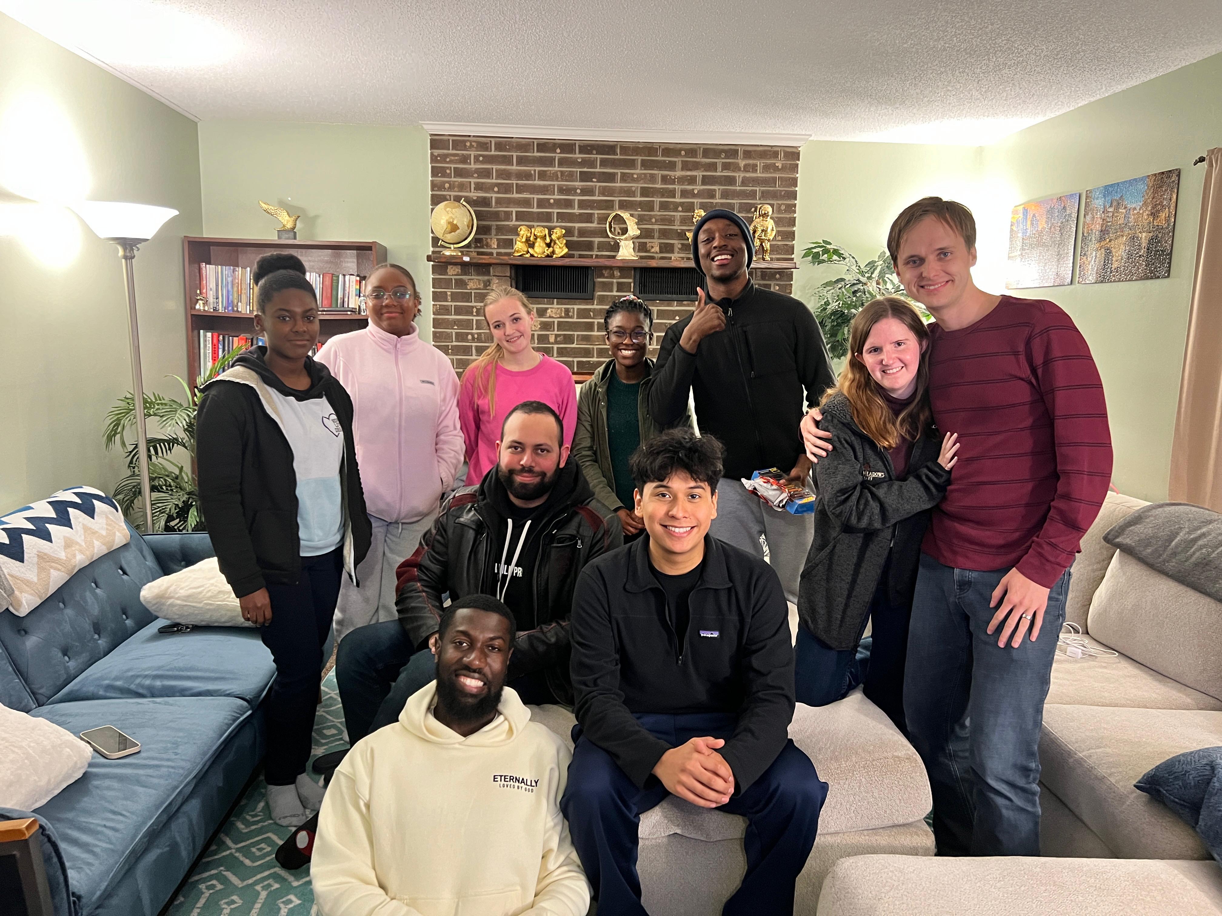 Bethel Onyekachi stands with other members of her LifeGroup, “The Fold,” during their weekly meeting. Monday, December 1, 2025. (Photo by Samuel Francis).