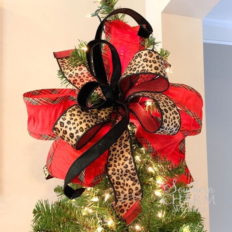 How to make a designer tree topper bow with multiple ribbons