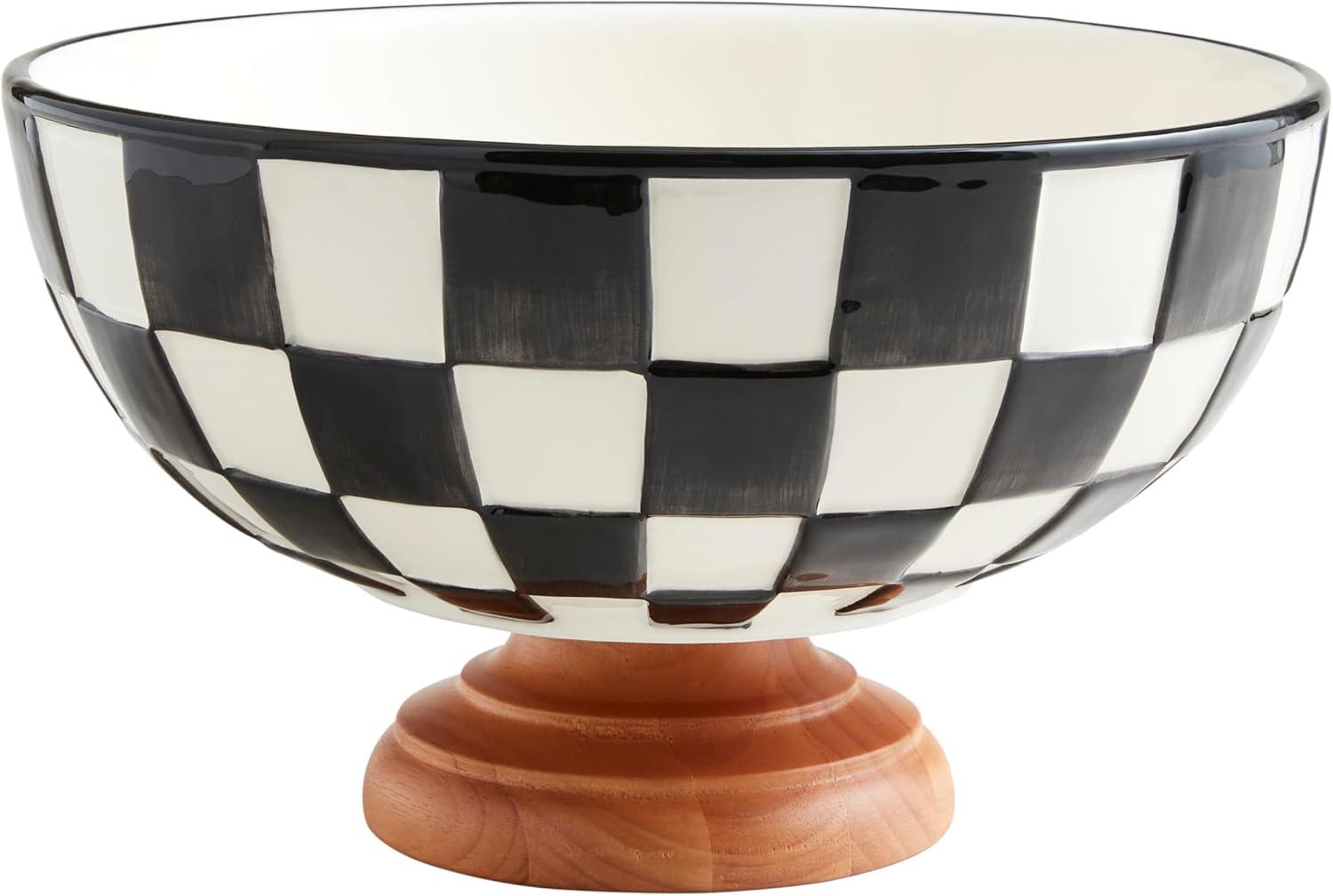 Mud Pie Checkered Pedestal Bowl