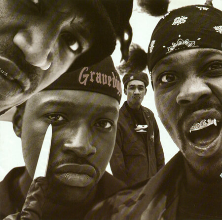 Detail from album cover for 6 Feet Deep by Gravediggaz. (V2 North America, 1994). Detail from album cover for 6 Feet Deep by Gravediggaz. (V2 North America, 1994).