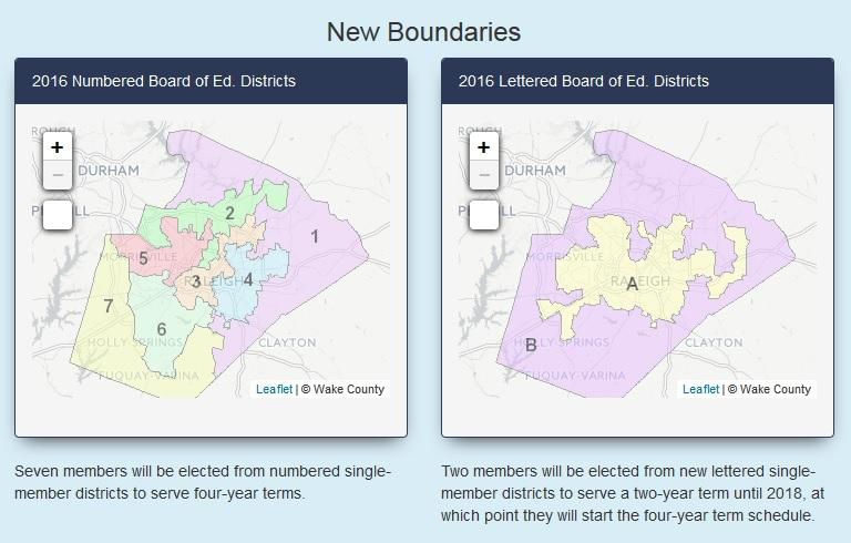 New Boundaries, Wake County Public School System, 2016. Maps © Wake County Board of Education. New Boundaries, Wake County Public School System, 2016. Maps © Wake County Board of Education.