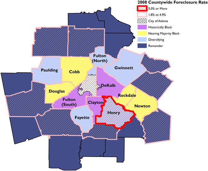 2008 countywide foreclosure rate. Sources: Kochhar, Gonzalez-Barrera, Dockterman 2009, 25; author. 2008 countywide foreclosure rate. Sources: Kochhar, Gonzalez-Barrera, Dockterman 2009, 25; author.