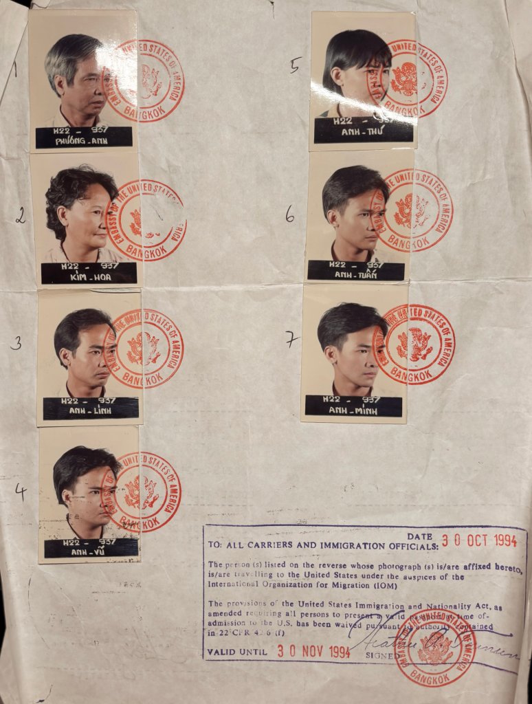 The Đỗ family’s identification photos taken to apply for the Humanitarian Operation program at the US Embassy in Sài Gòn in 1994.