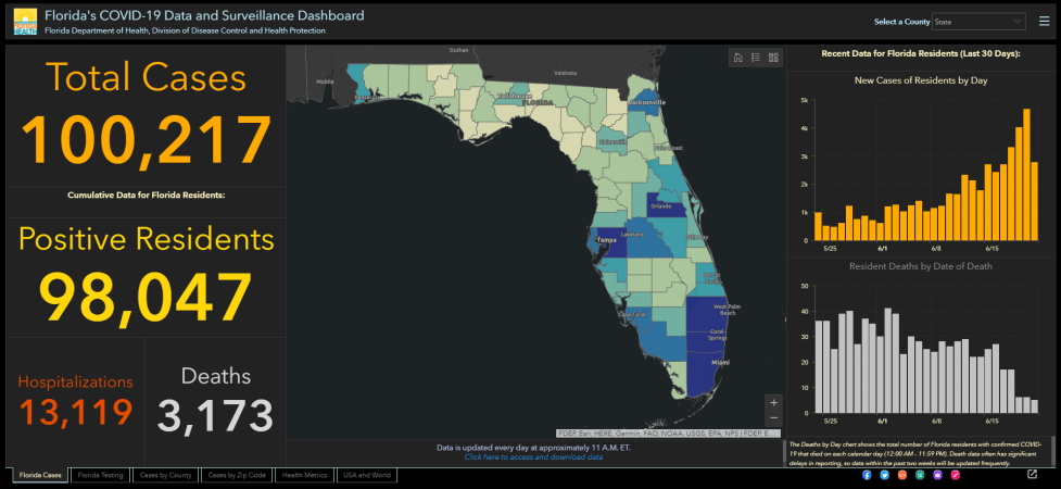 Florida Passes 100 000 COVID 19 Cases Interactive Map South Florida Florida 