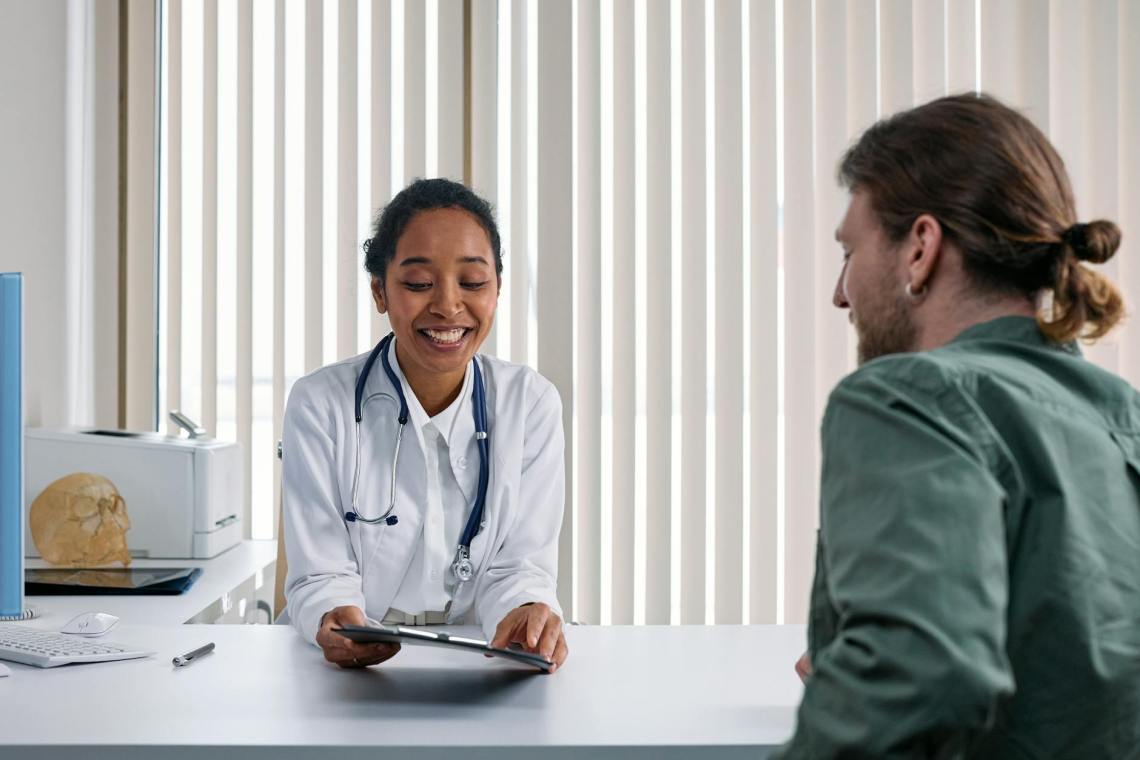 a doctor talking the patient